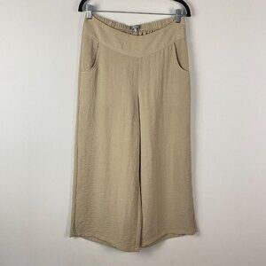 Habitat Clothes Express Travel Crop Pant Size S Wide Leg Light Tan Pull O